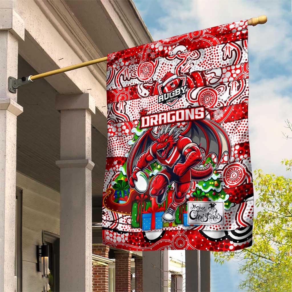Dragons Rugby Merry Christmas Garden Flag Indigenous Australian Art - Vibe Hoodie Shop