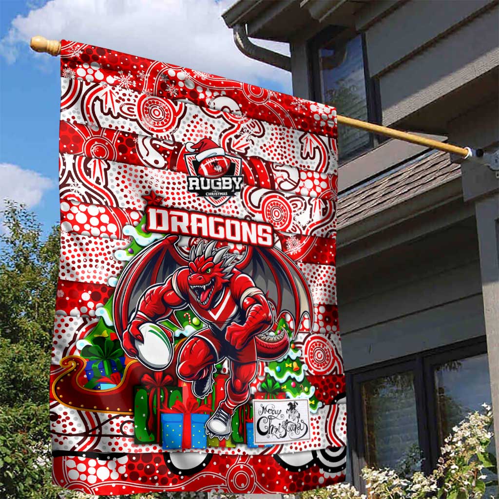 Dragons Rugby Merry Christmas Garden Flag Indigenous Australian Art - Vibe Hoodie Shop