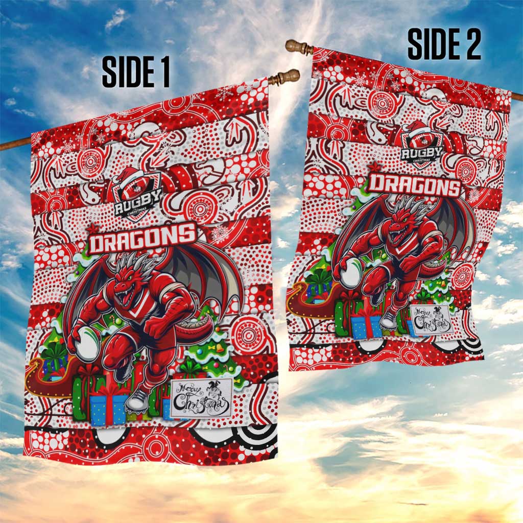 Dragons Rugby Merry Christmas Garden Flag Indigenous Australian Art - Vibe Hoodie Shop