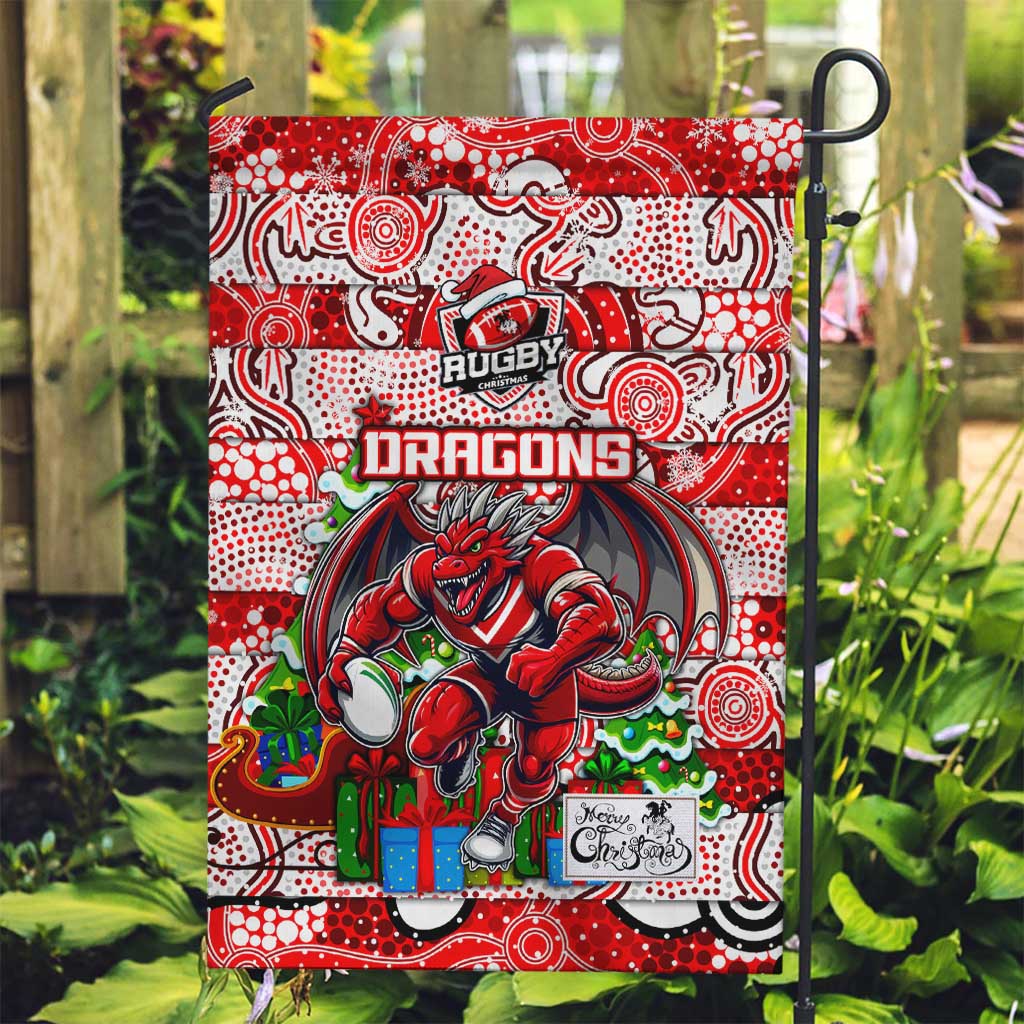 Dragons Rugby Merry Christmas Garden Flag Indigenous Australian Art - Vibe Hoodie Shop