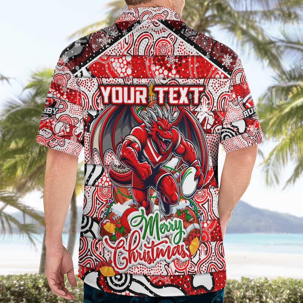 Custom Dragons Rugby Merry Christmas Hawaiian Shirt Indigenous Australian Art - Vibe Hoodie Shop