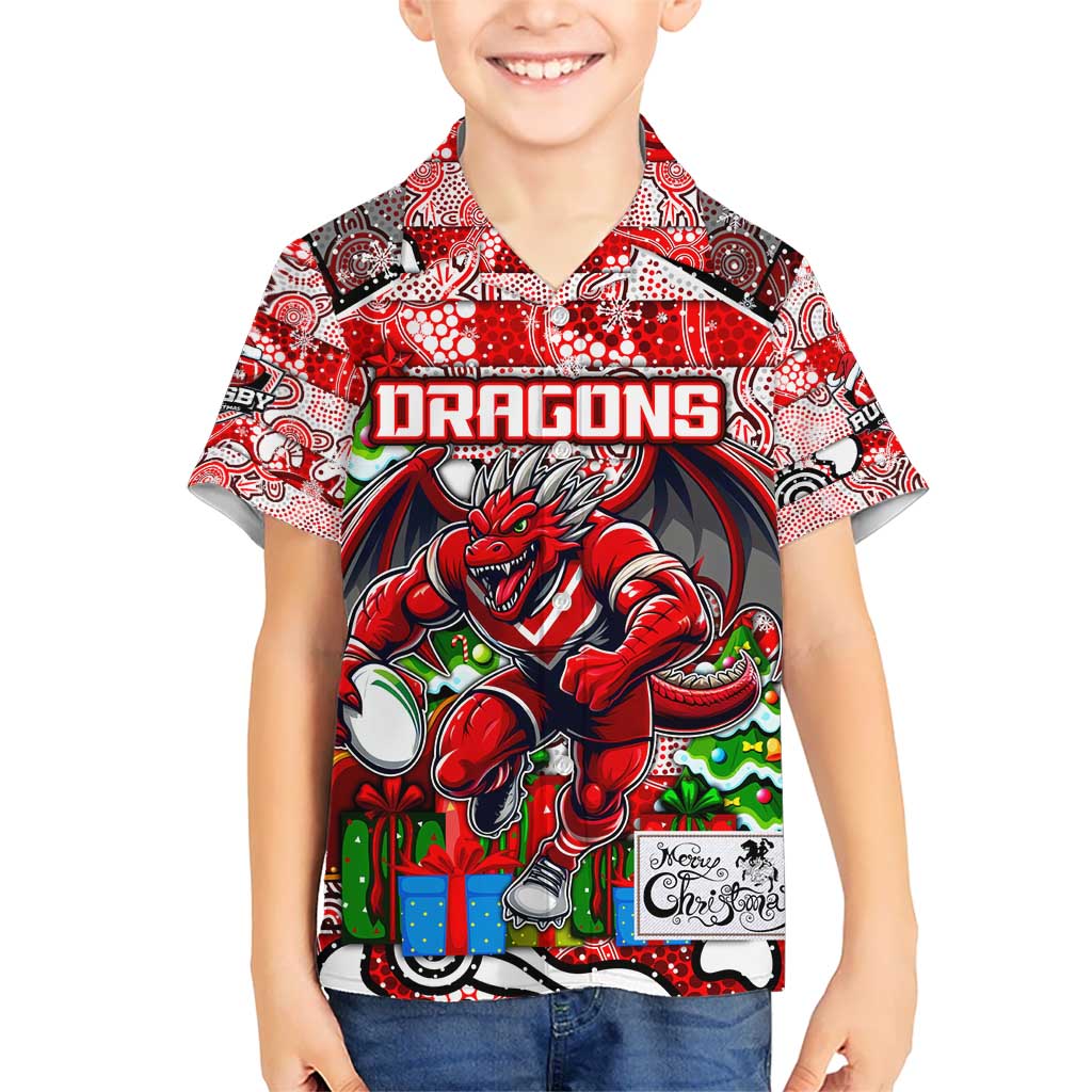 Custom Dragons Rugby Merry Christmas Hawaiian Shirt Indigenous Australian Art - Vibe Hoodie Shop