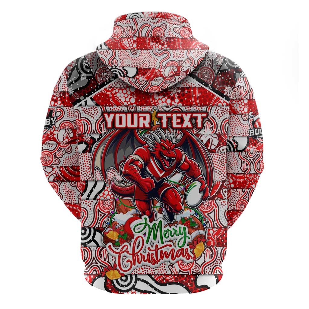 Custom Dragons Rugby Merry Christmas Hoodie Indigenous Australian Art - Vibe Hoodie Shop