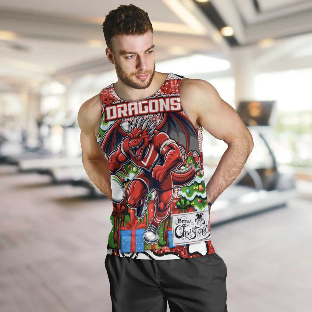 Custom Dragons Rugby Merry Christmas Men Tank Top Indigenous Australian Art - Vibe Hoodie Shop