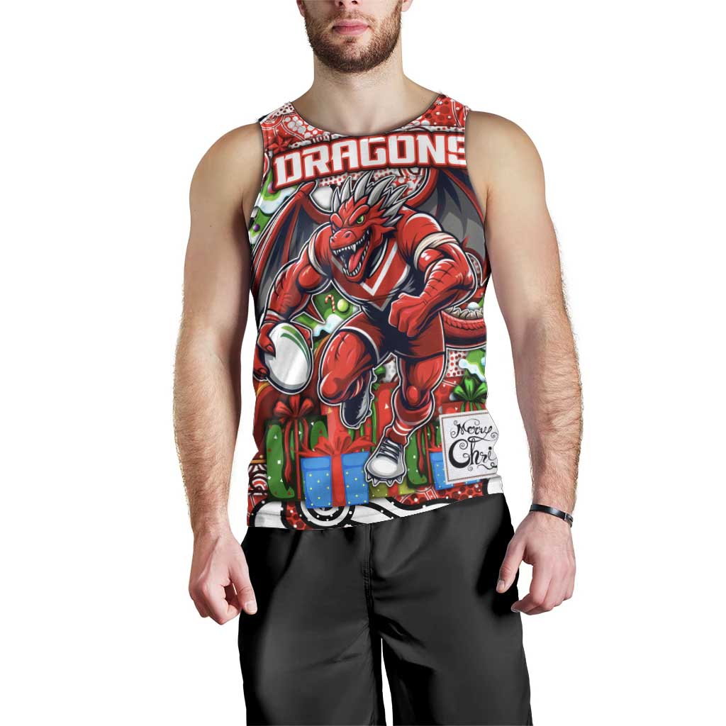 Custom Dragons Rugby Merry Christmas Men Tank Top Indigenous Australian Art - Vibe Hoodie Shop