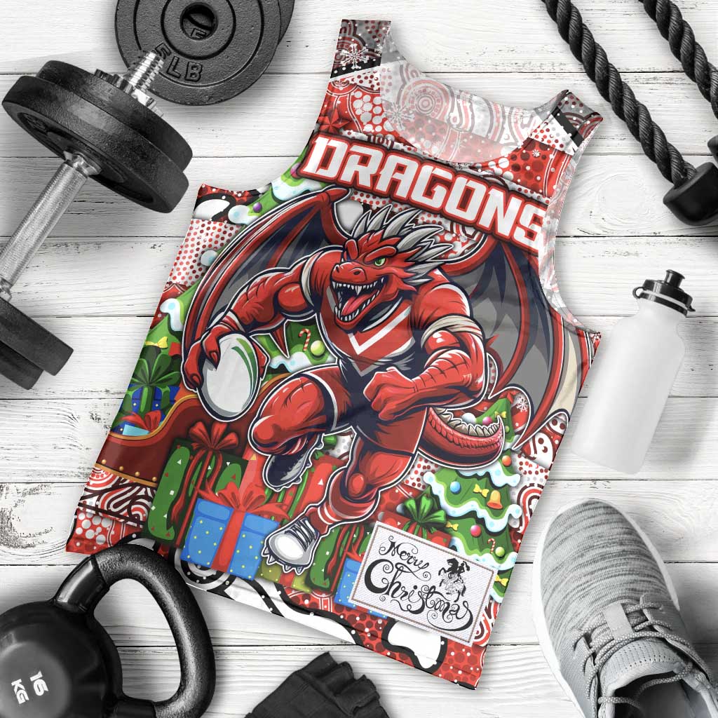 Custom Dragons Rugby Merry Christmas Men Tank Top Indigenous Australian Art - Vibe Hoodie Shop