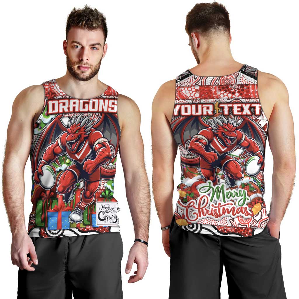 Custom Dragons Rugby Merry Christmas Men Tank Top Indigenous Australian Art - Vibe Hoodie Shop