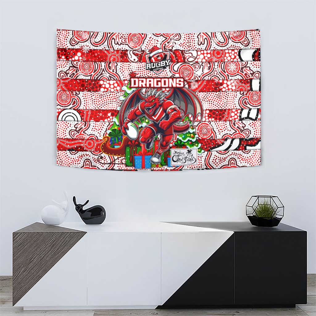 Dragons Rugby Merry Christmas Tapestry Indigenous Australian Art - Vibe Hoodie Shop