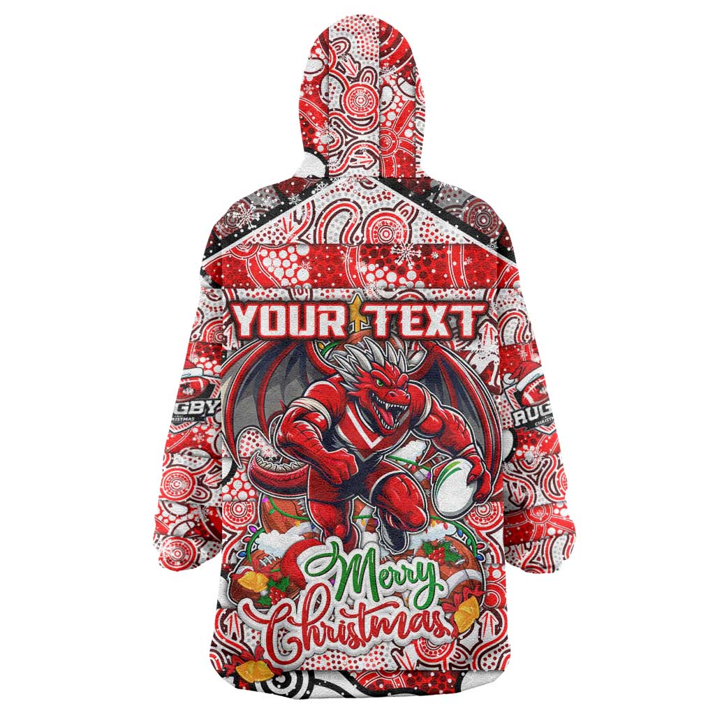 Custom Dragons Rugby Merry Christmas Wearable Blanket Hoodie Indigenous Australian Art - Vibe Hoodie Shop