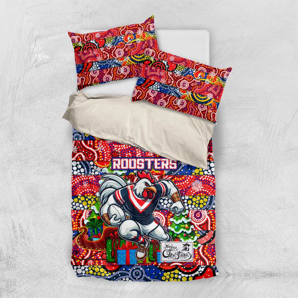 Roosters Rugby Merry Christmas Bedding Set Indigenous Australian Art - Vibe Hoodie Shop