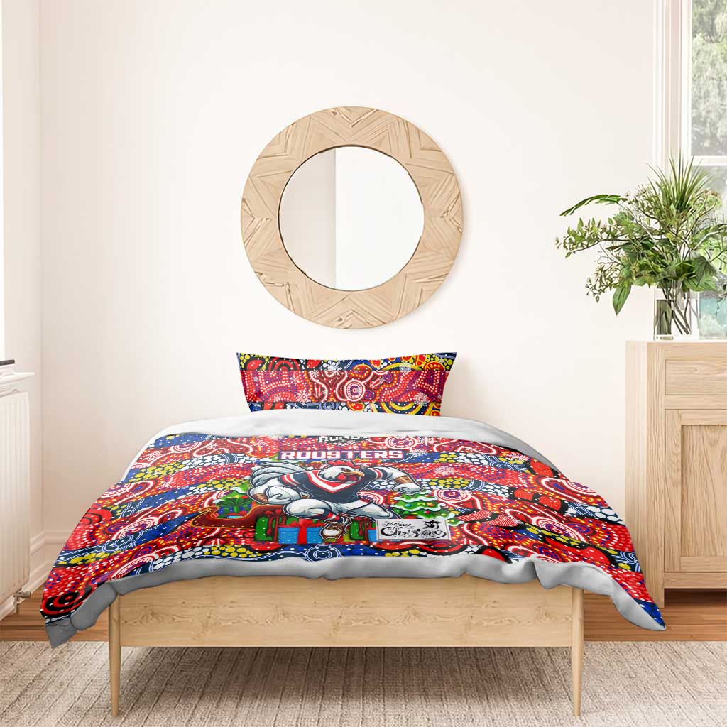 Roosters Rugby Merry Christmas Bedding Set Indigenous Australian Art - Vibe Hoodie Shop