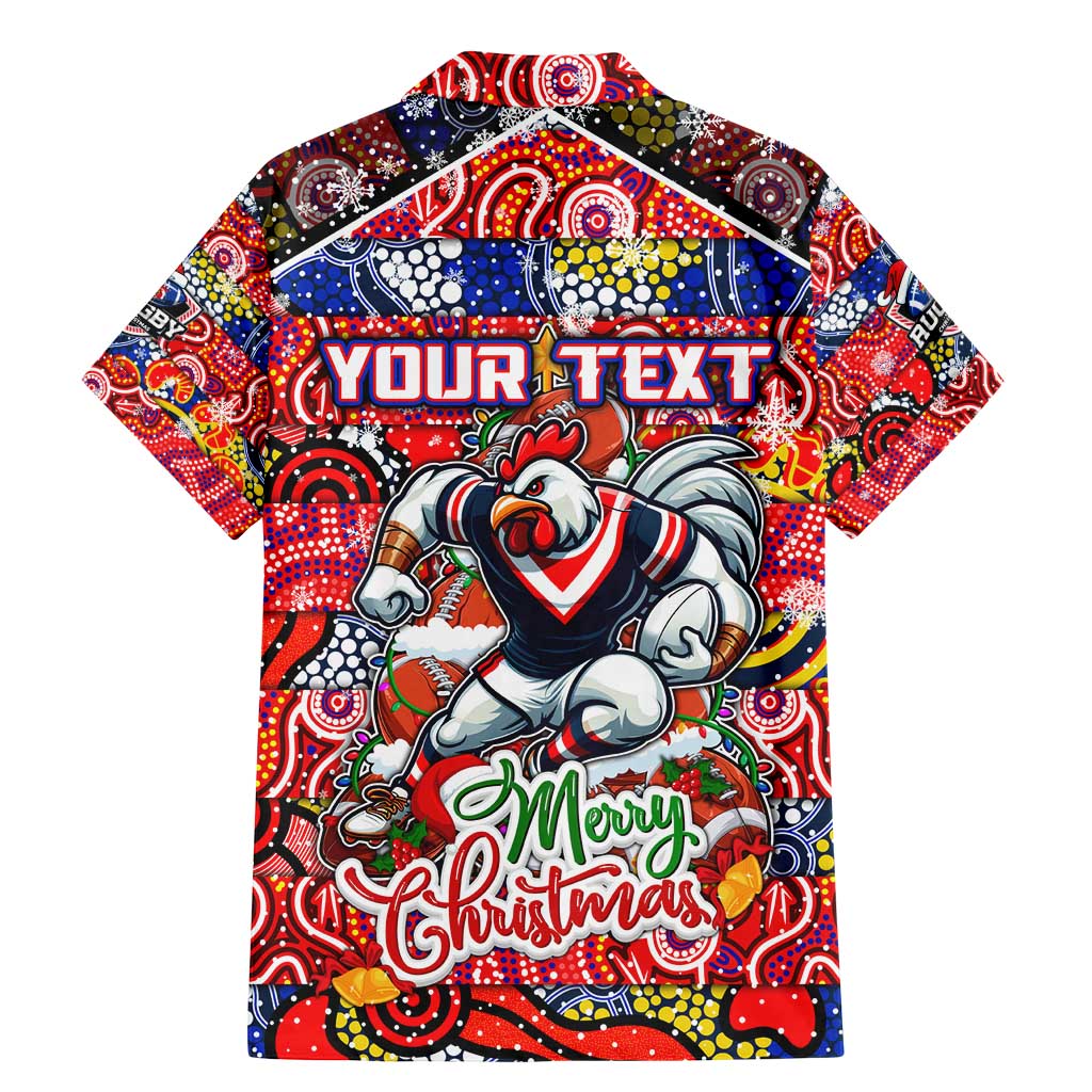 Custom Roosters Rugby Merry Christmas Family Matching Mermaid Dress and Hawaiian Shirt Indigenous Australian Art