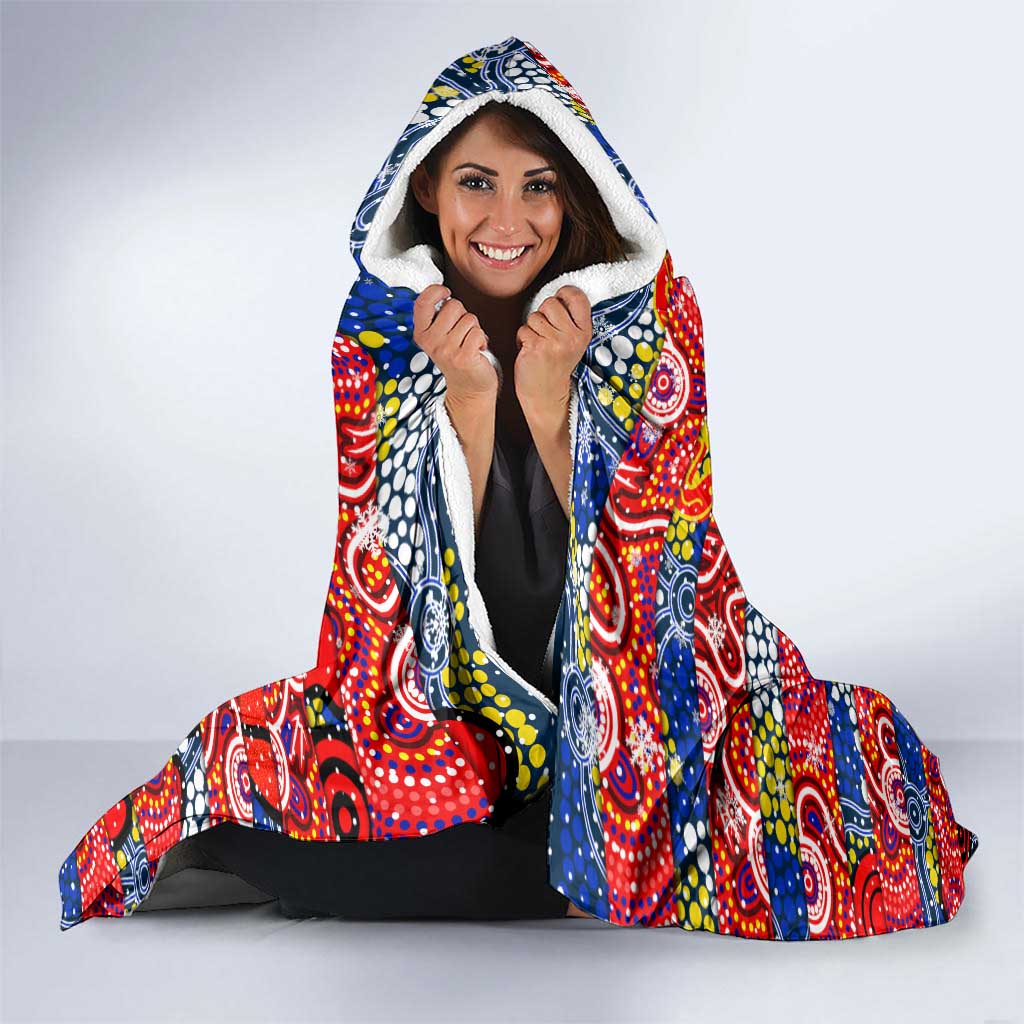 Roosters Rugby Merry Christmas Hooded Blanket Indigenous Australian Art