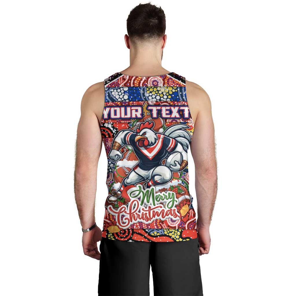 Custom Roosters Rugby Merry Christmas Men Tank Top Indigenous Australian Art - Vibe Hoodie Shop