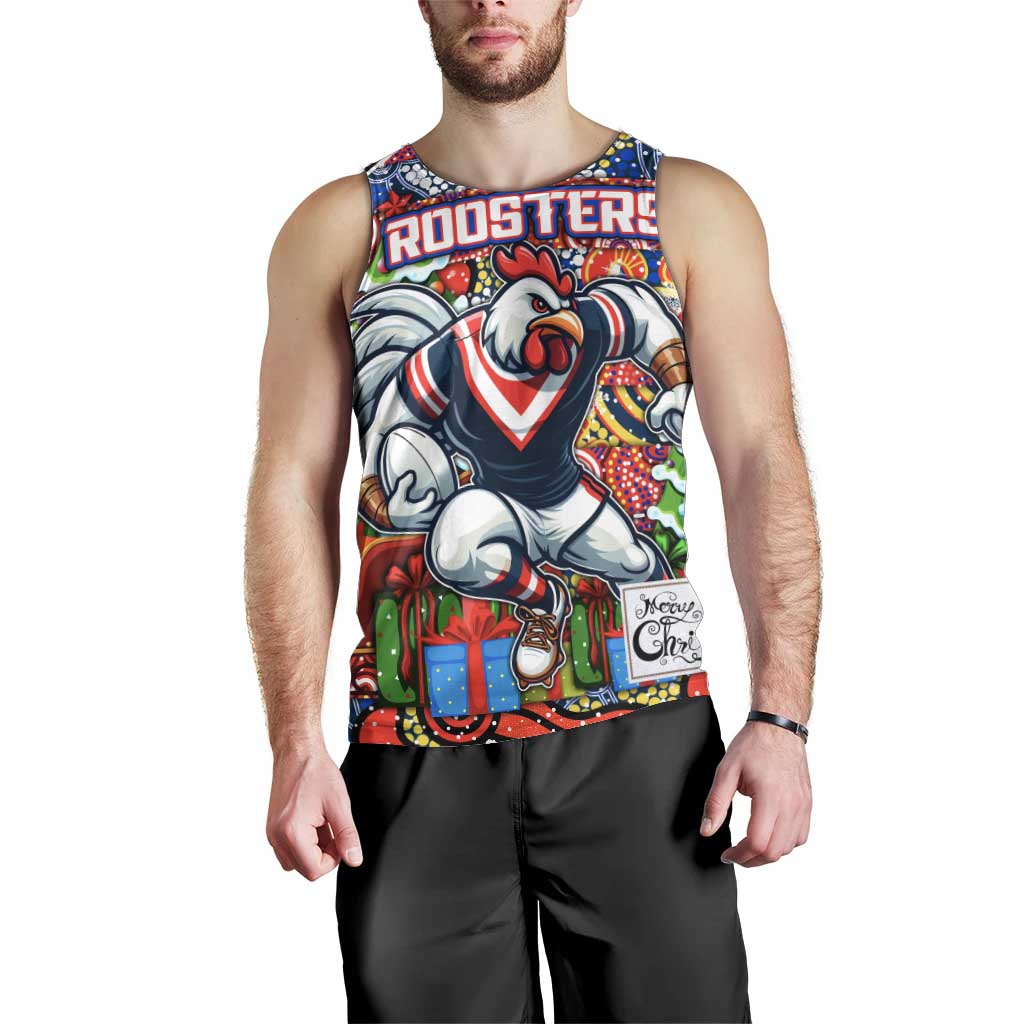 Custom Roosters Rugby Merry Christmas Men Tank Top Indigenous Australian Art - Vibe Hoodie Shop