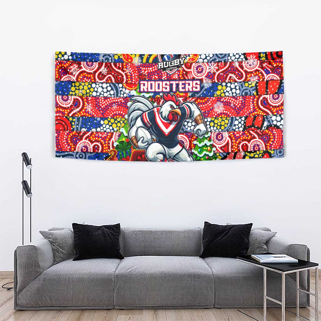 Roosters Rugby Merry Christmas Tapestry Indigenous Australian Art - Vibe Hoodie Shop