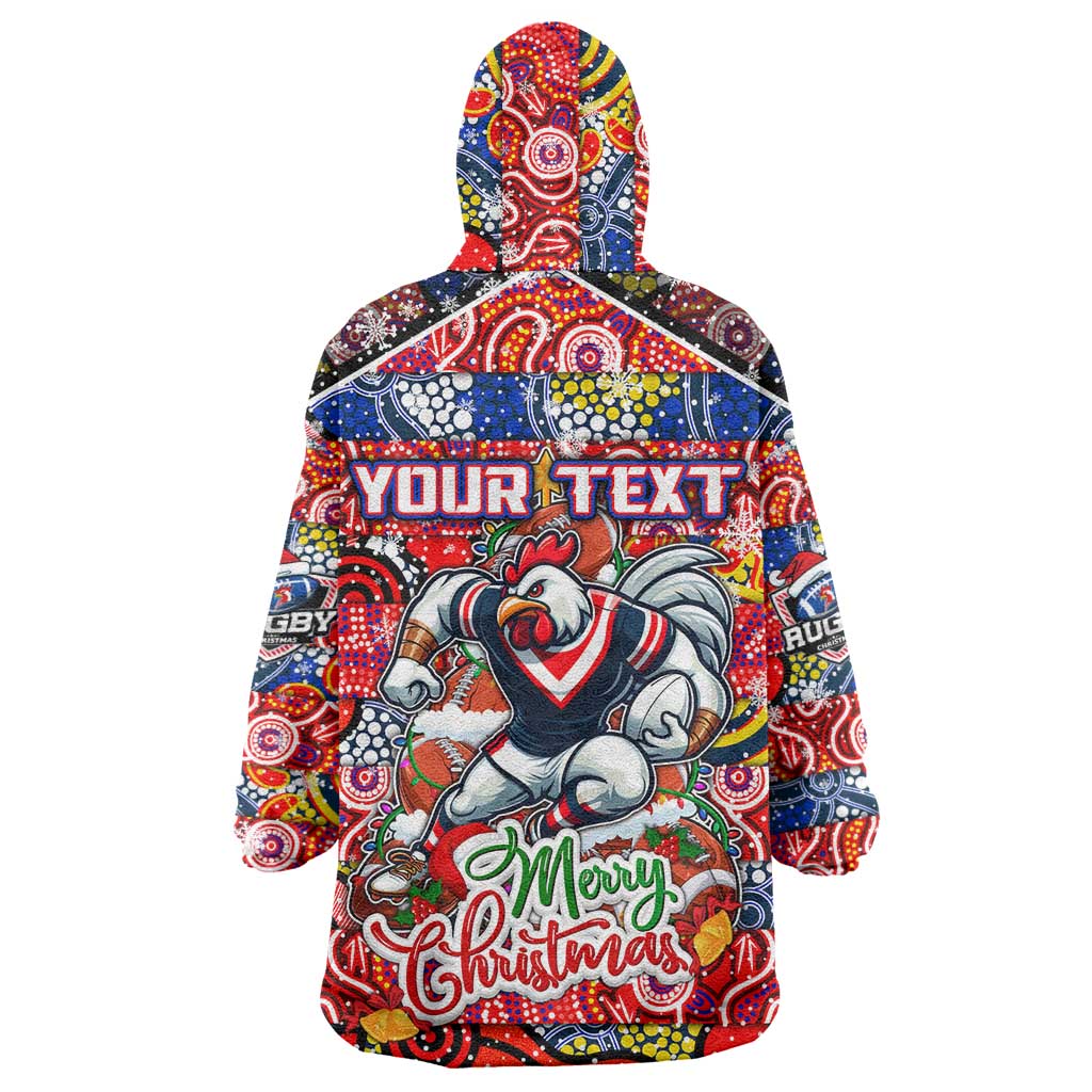 Custom Roosters Rugby Merry Christmas Wearable Blanket Hoodie Indigenous Australian Art - Vibe Hoodie Shop