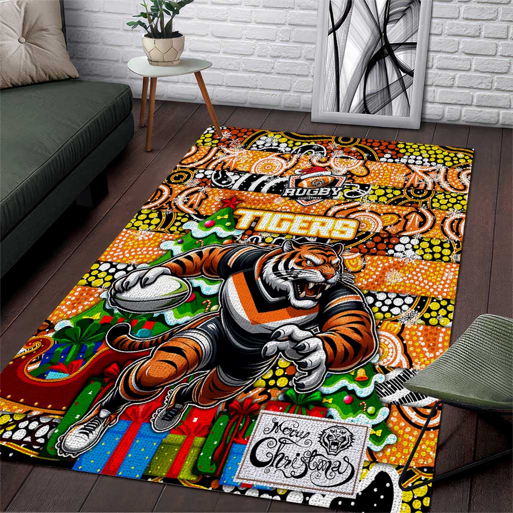 Tigers Rugby Merry Christmas Area Rug Indigenous Australian Art - Vibe Hoodie Shop