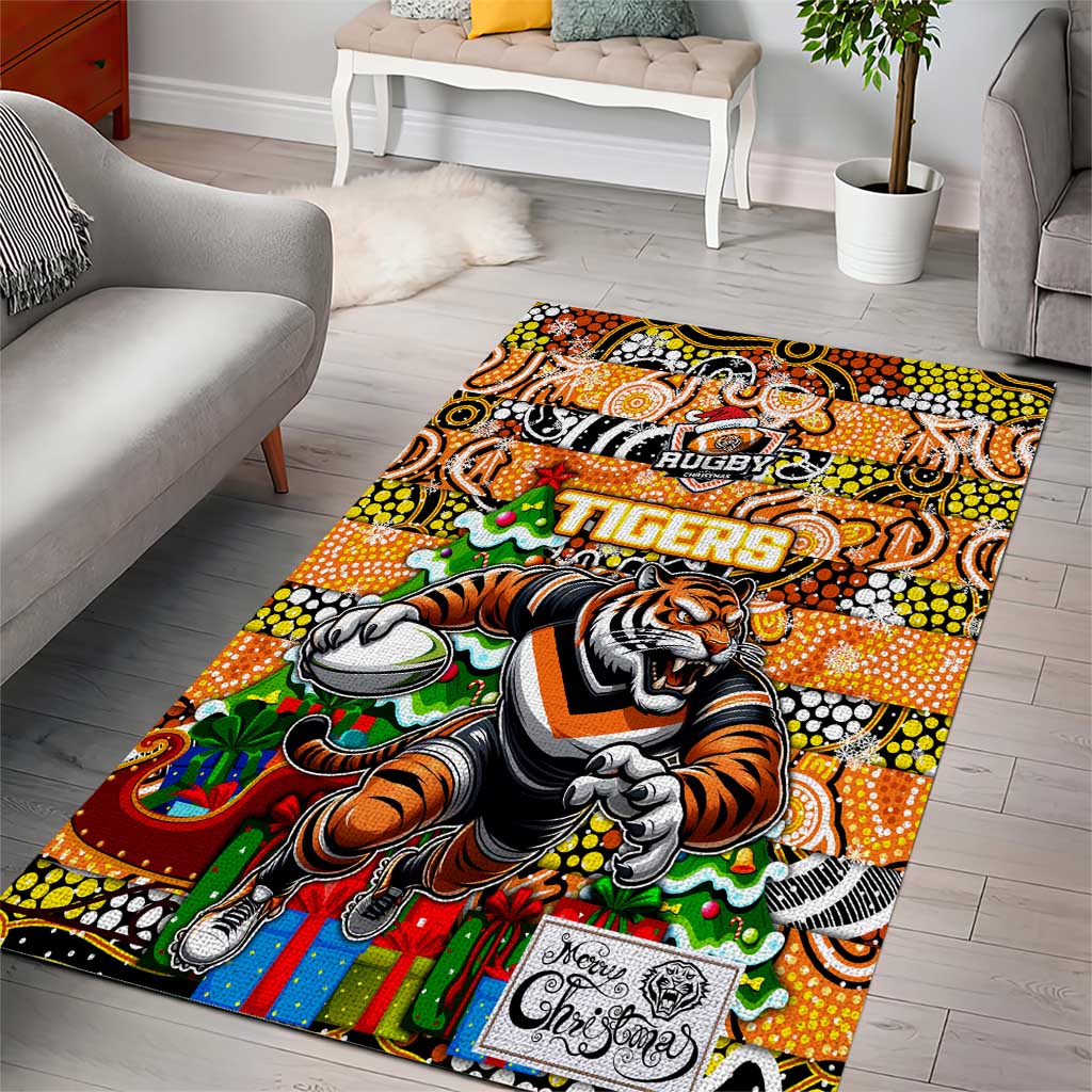 Tigers Rugby Merry Christmas Area Rug Indigenous Australian Art - Vibe Hoodie Shop