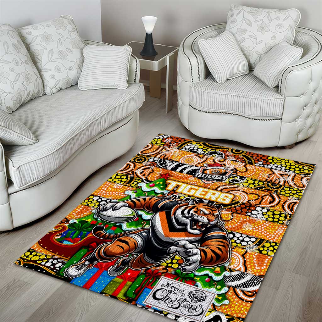 Tigers Rugby Merry Christmas Area Rug Indigenous Australian Art - Vibe Hoodie Shop