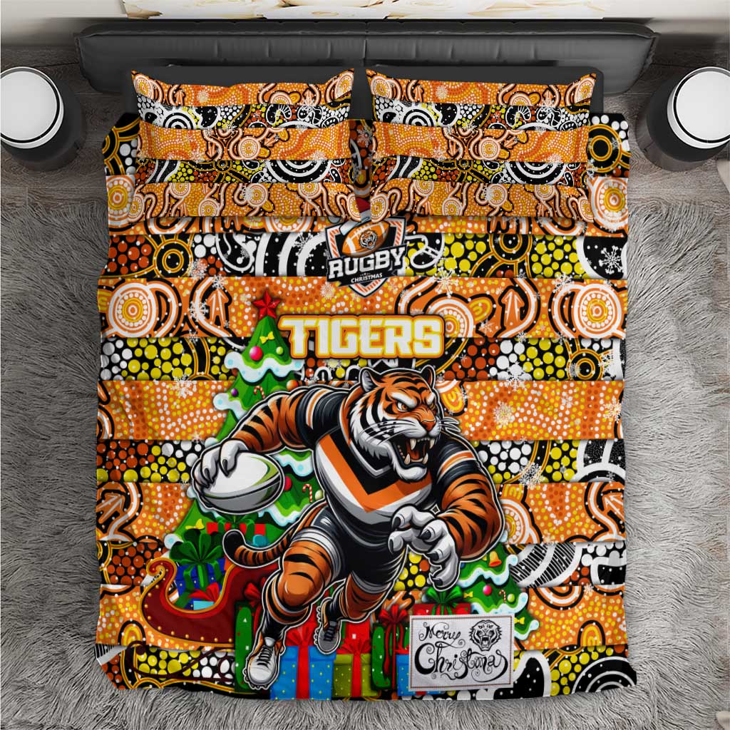 Tigers Rugby Merry Christmas Bedding Set Indigenous Australian Art - Vibe Hoodie Shop