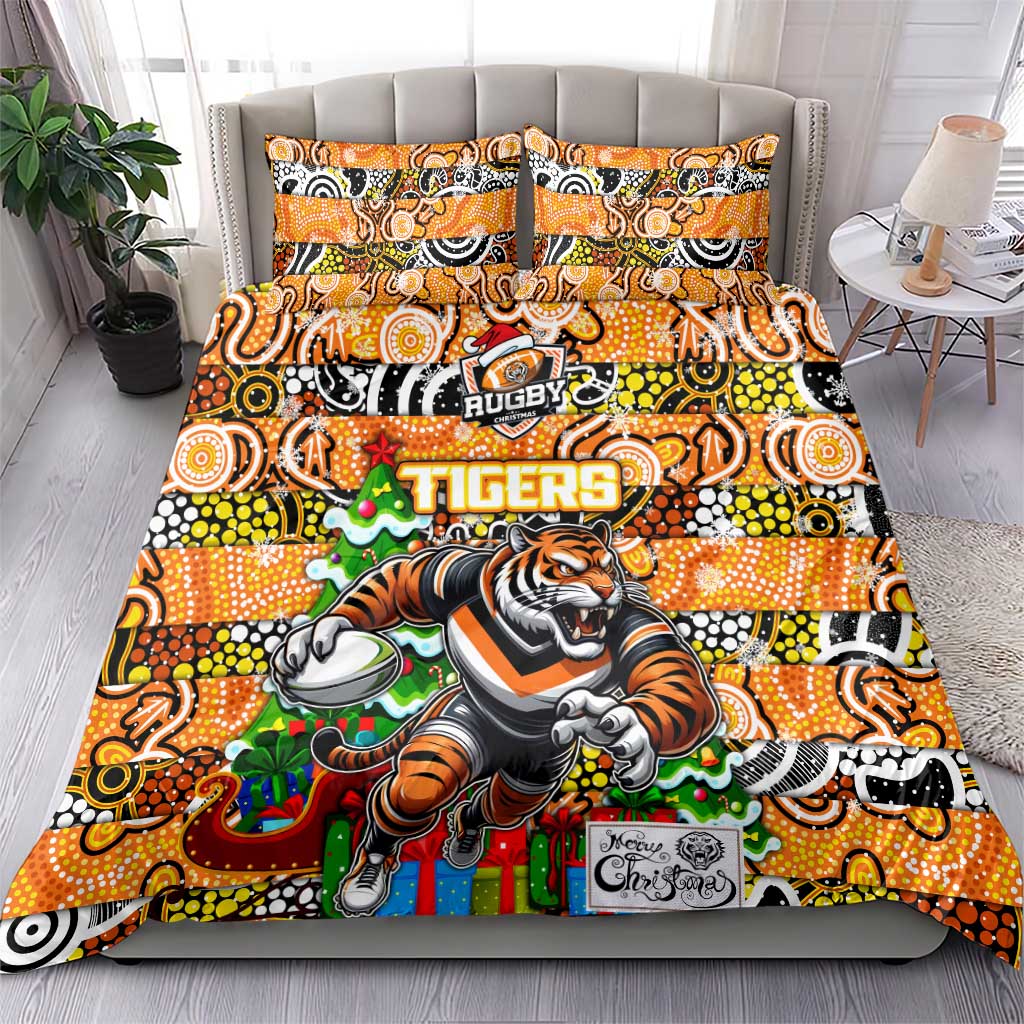 Tigers Rugby Merry Christmas Bedding Set Indigenous Australian Art - Vibe Hoodie Shop