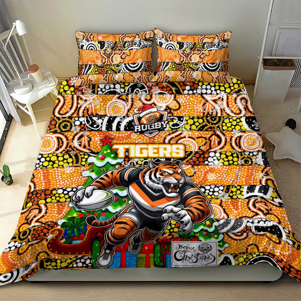 Tigers Rugby Merry Christmas Bedding Set Indigenous Australian Art - Vibe Hoodie Shop