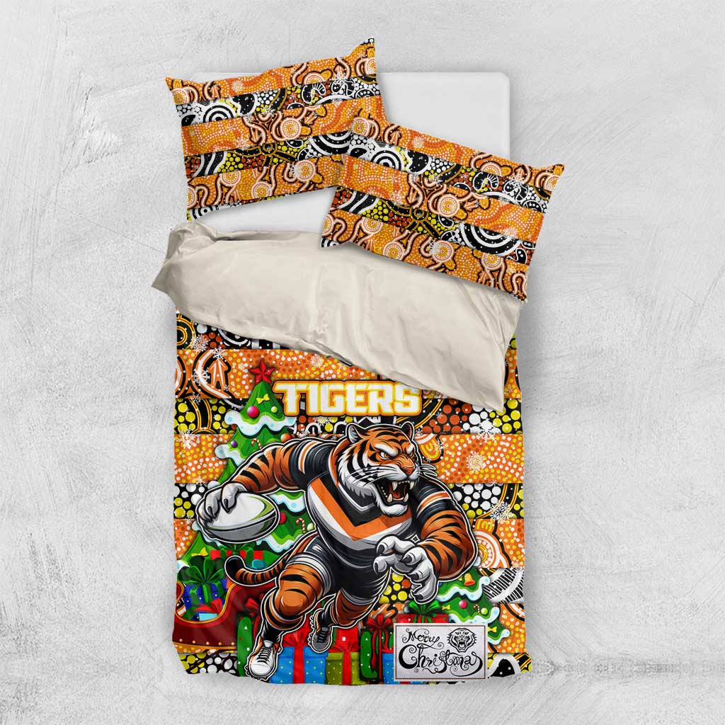 Tigers Rugby Merry Christmas Bedding Set Indigenous Australian Art - Vibe Hoodie Shop
