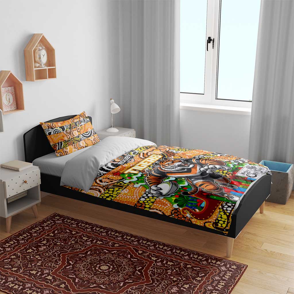 Tigers Rugby Merry Christmas Bedding Set Indigenous Australian Art - Vibe Hoodie Shop