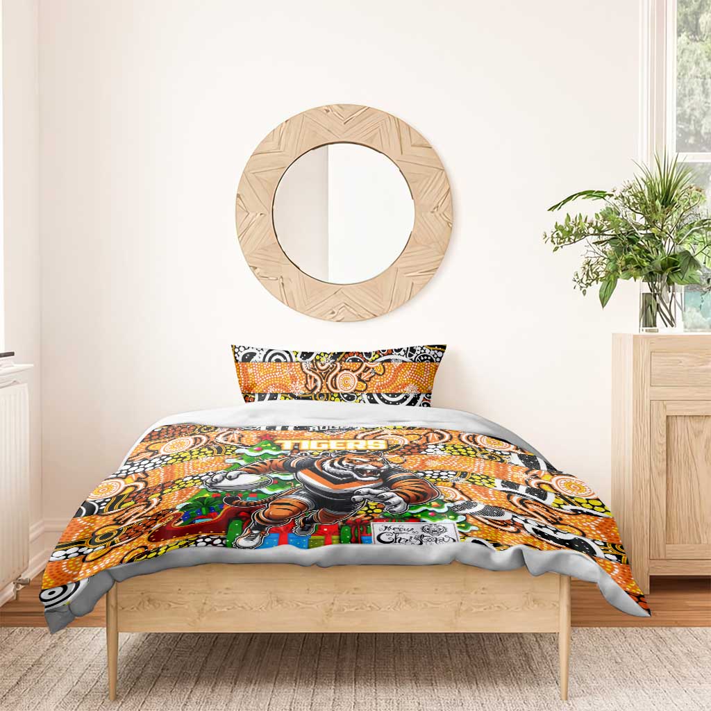 Tigers Rugby Merry Christmas Bedding Set Indigenous Australian Art - Vibe Hoodie Shop
