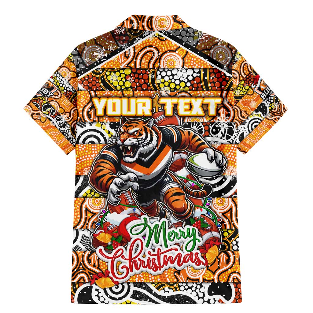 Custom Tigers Rugby Merry Christmas Family Matching Mermaid Dress and Hawaiian Shirt Indigenous Australian Art