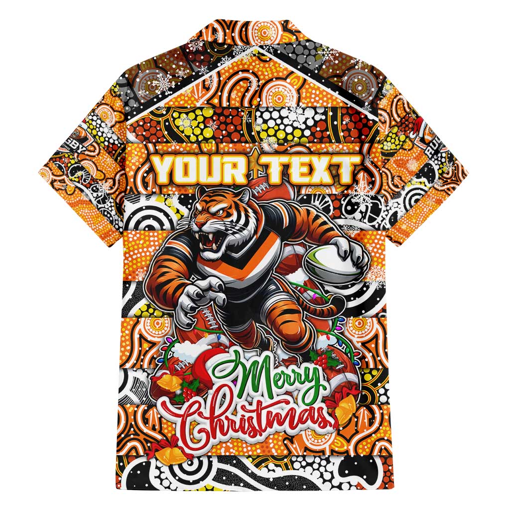 Custom Tigers Rugby Merry Christmas Family Matching Puletasi and Hawaiian Shirt Indigenous Australian Art