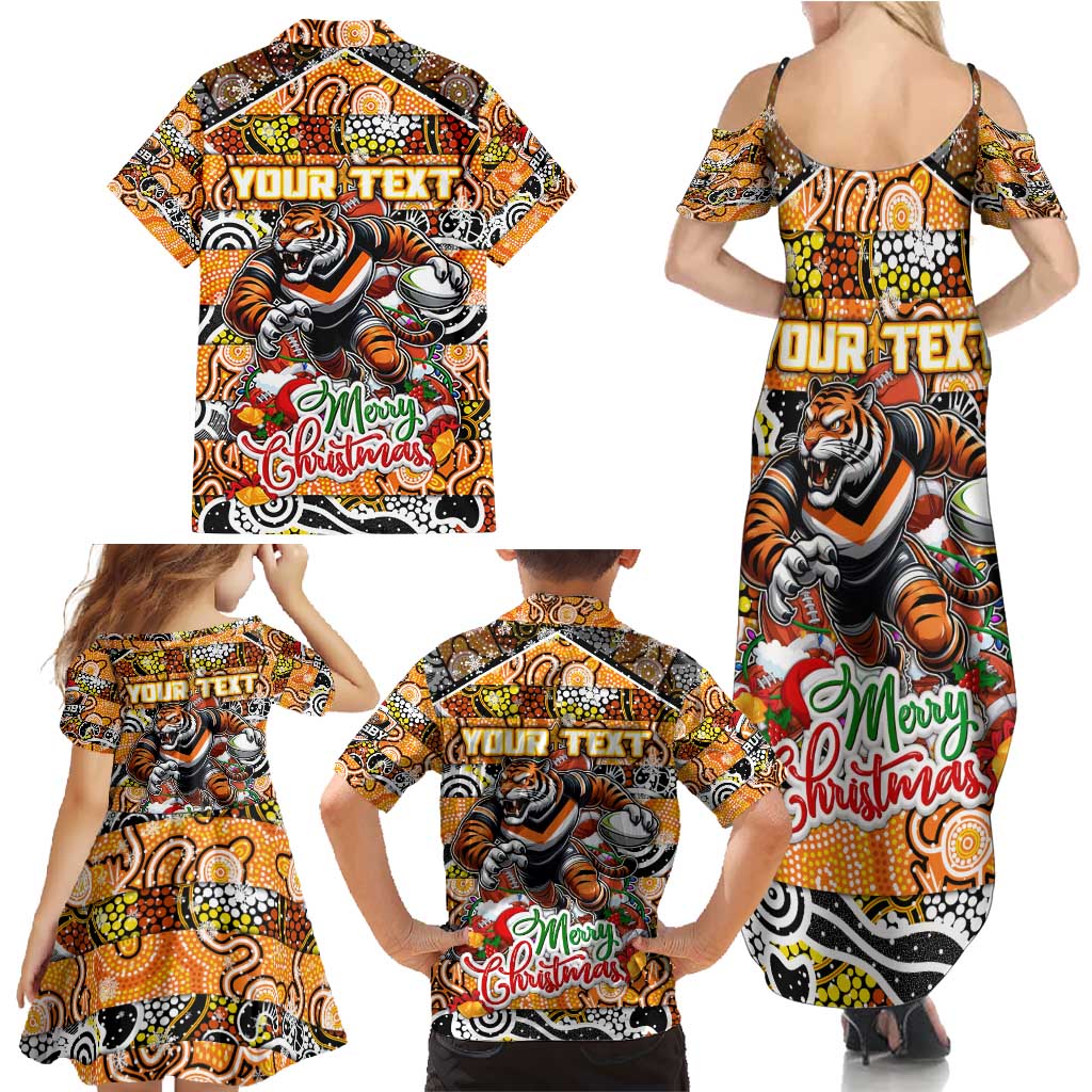 Custom Tigers Rugby Merry Christmas Family Matching Summer Maxi Dress and Hawaiian Shirt Indigenous Australian Art
