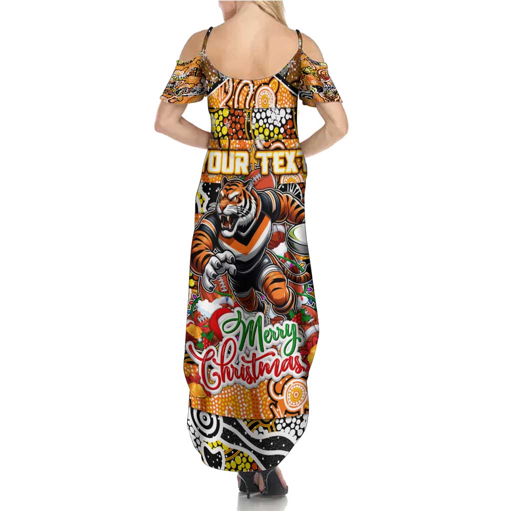 Custom Tigers Rugby Merry Christmas Family Matching Summer Maxi Dress and Hawaiian Shirt Indigenous Australian Art