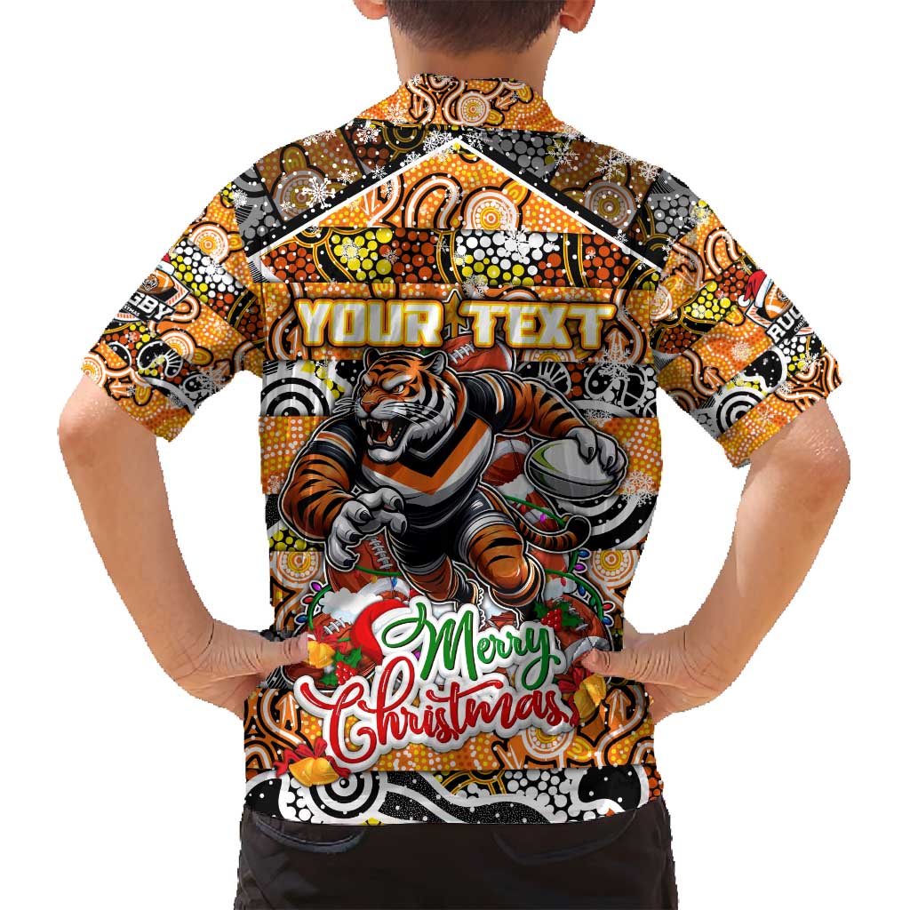 Custom Tigers Rugby Merry Christmas Family Matching Tank Maxi Dress and Hawaiian Shirt Indigenous Australian Art