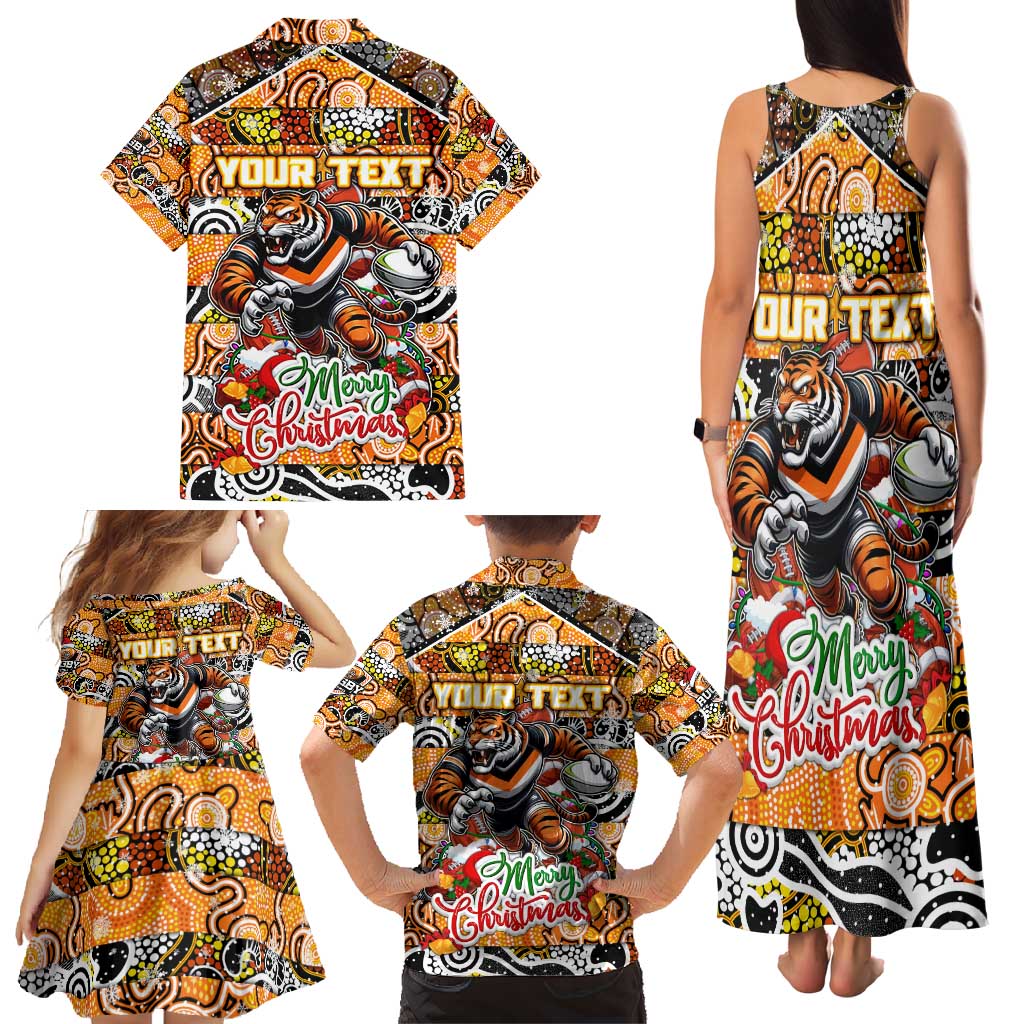 Custom Tigers Rugby Merry Christmas Family Matching Tank Maxi Dress and Hawaiian Shirt Indigenous Australian Art