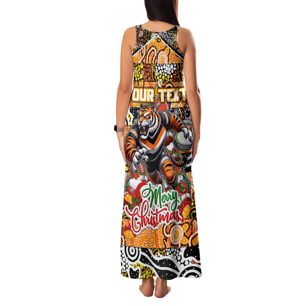 Custom Tigers Rugby Merry Christmas Family Matching Tank Maxi Dress and Hawaiian Shirt Indigenous Australian Art