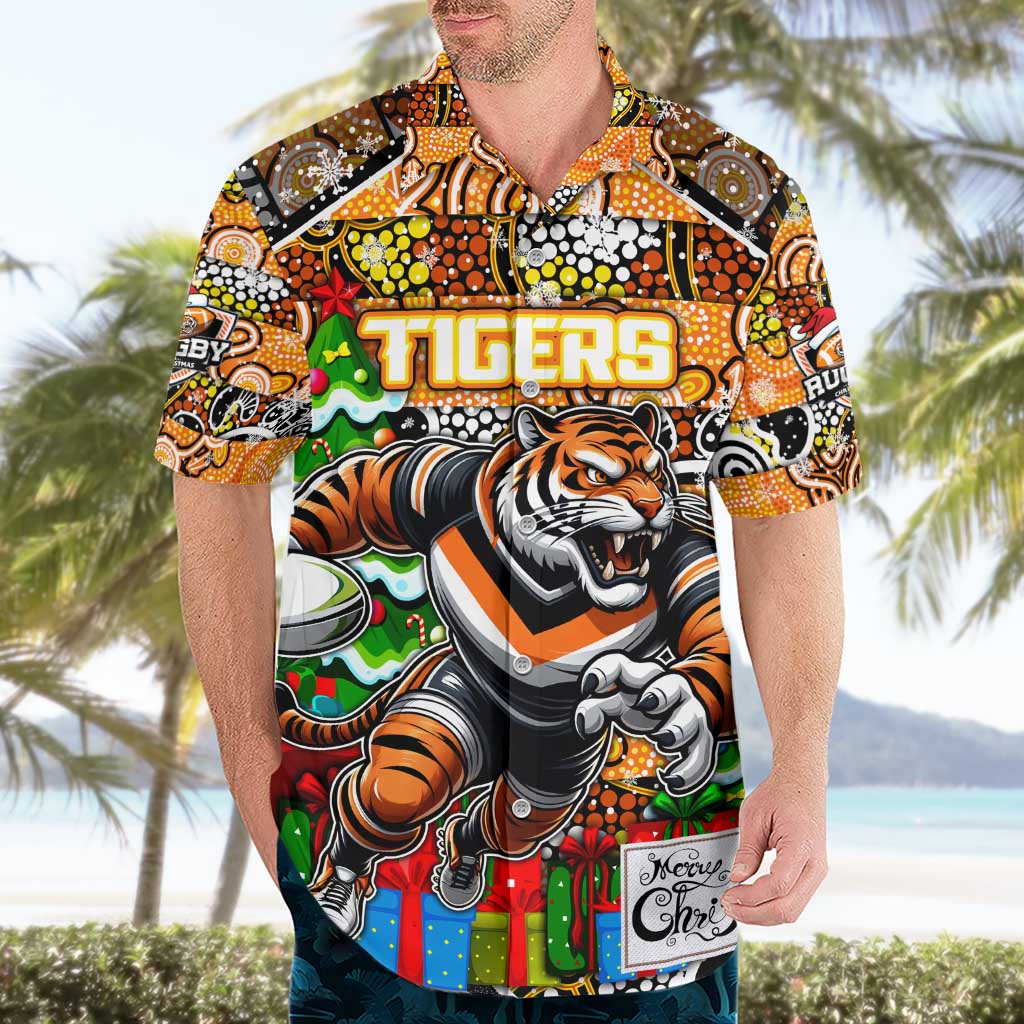 Custom Tigers Rugby Merry Christmas Hawaiian Shirt Indigenous Australian Art - Vibe Hoodie Shop