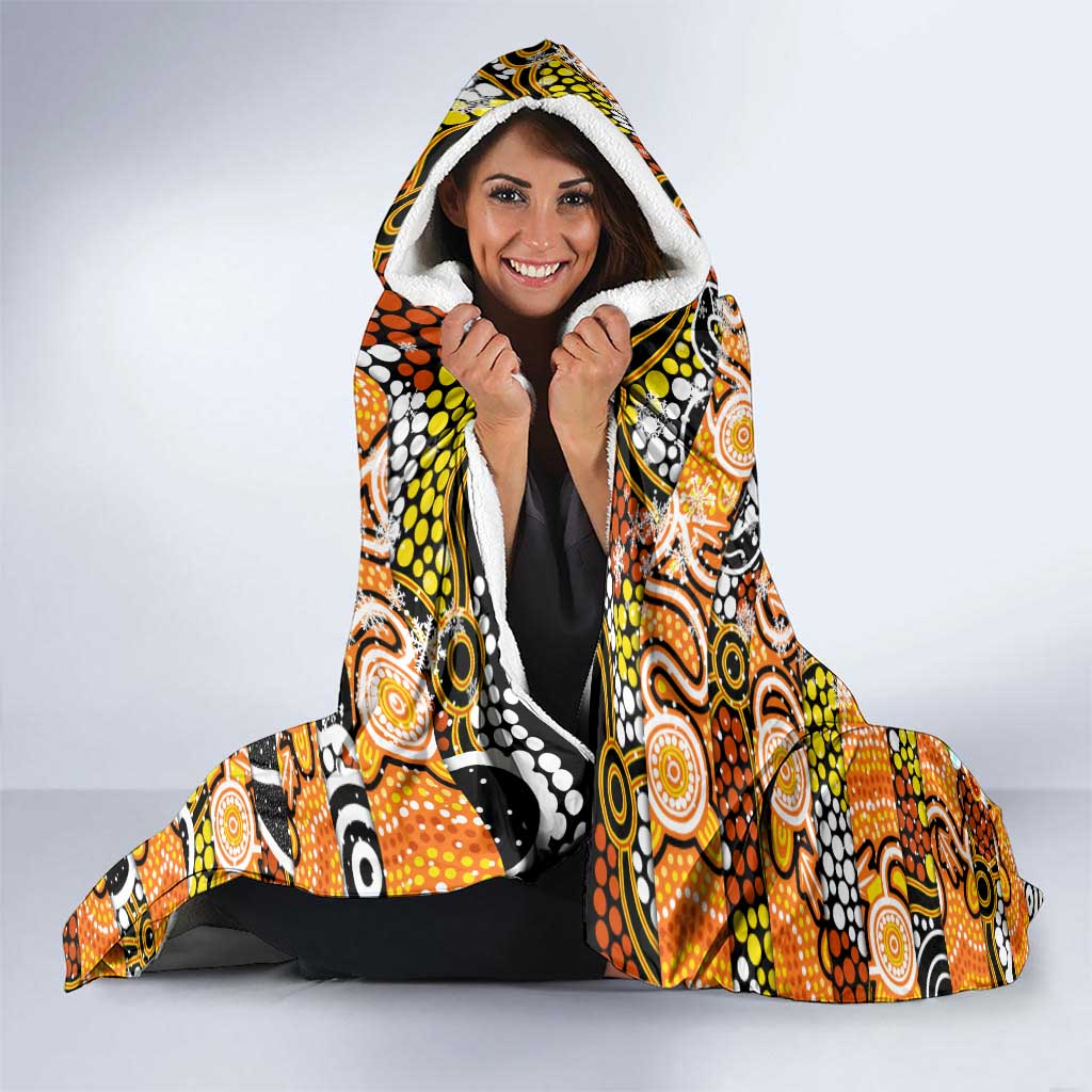 Tigers Rugby Merry Christmas Hooded Blanket Indigenous Australian Art