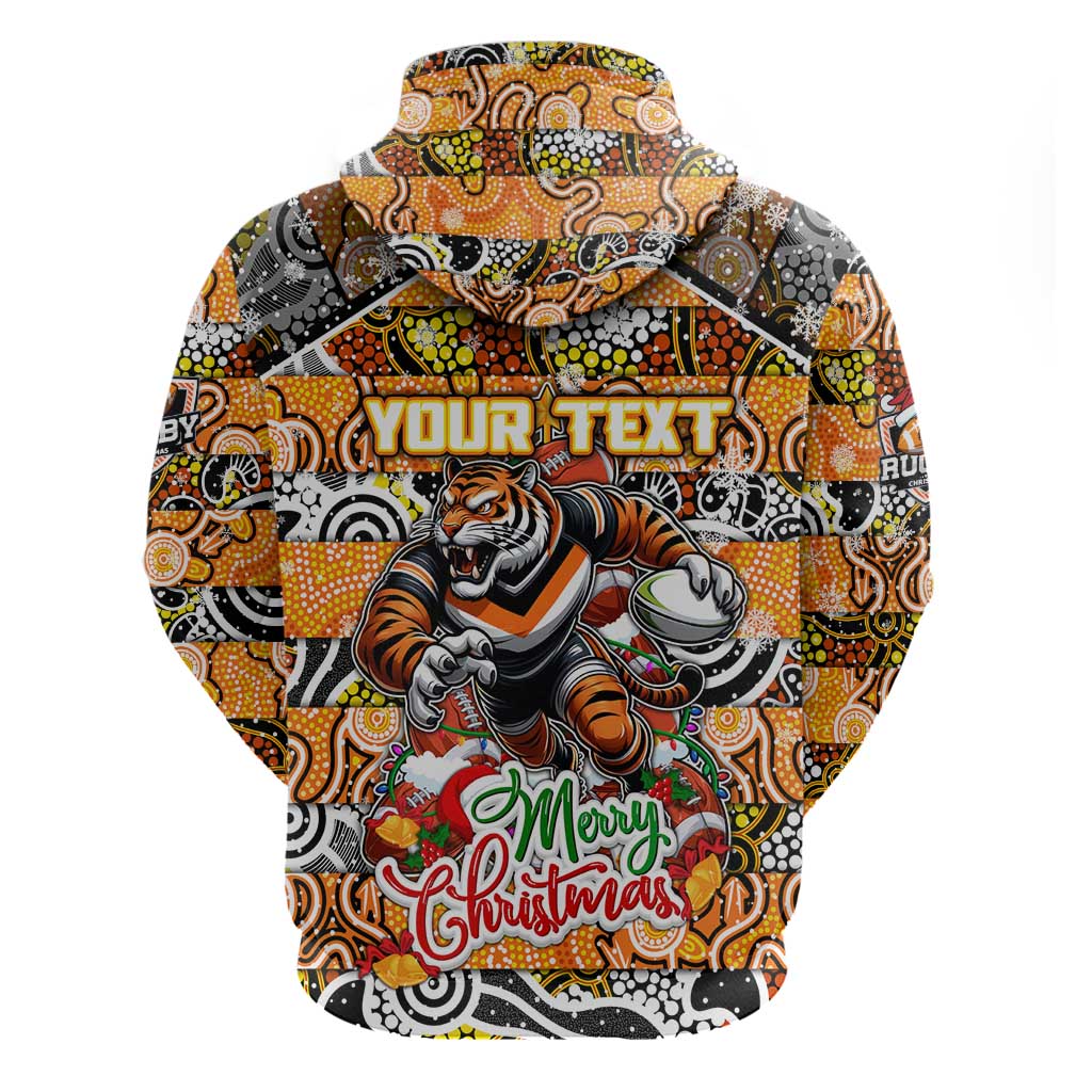 Custom Tigers Rugby Merry Christmas Hoodie Indigenous Australian Art - Vibe Hoodie Shop