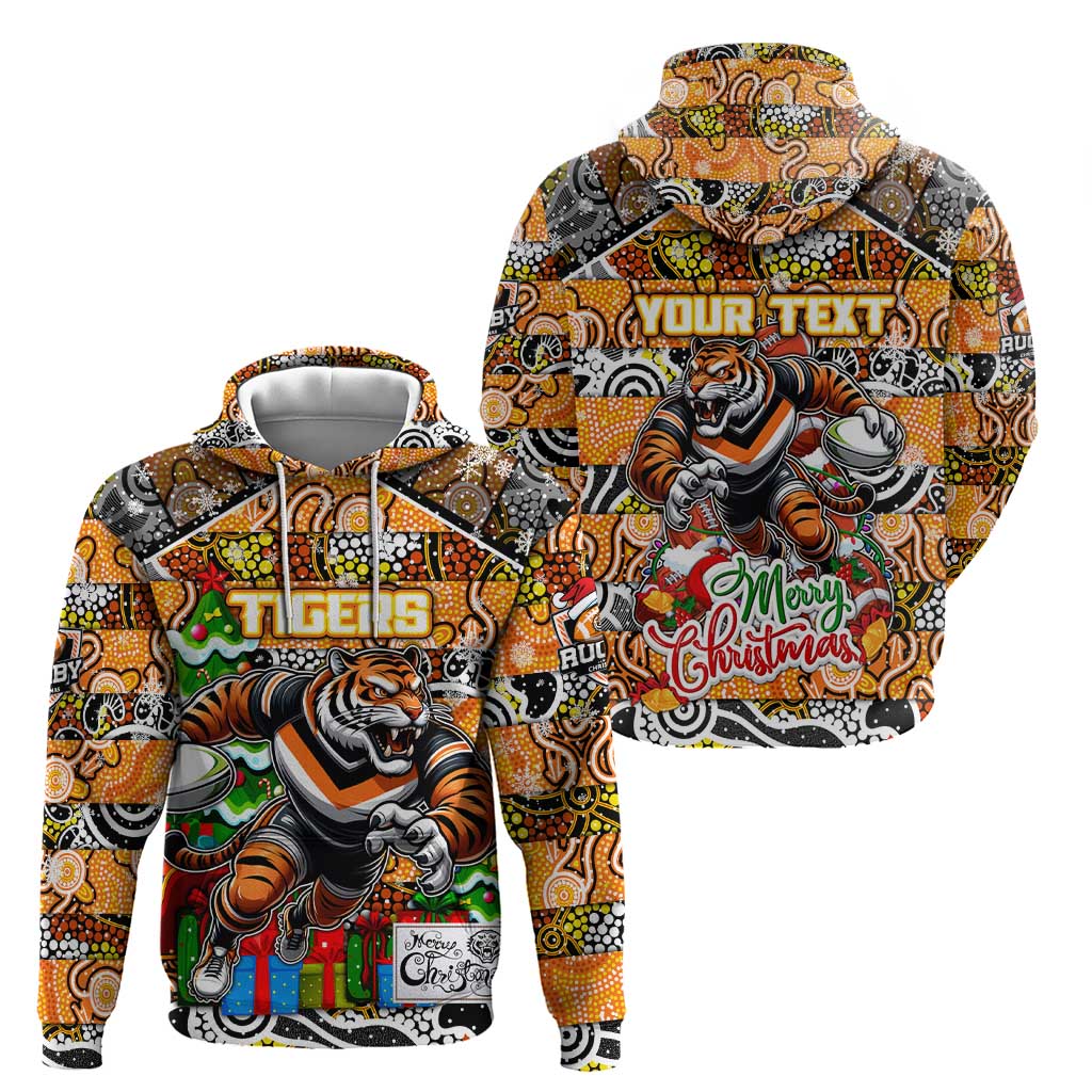 Custom Tigers Rugby Merry Christmas Hoodie Indigenous Australian Art - Vibe Hoodie Shop