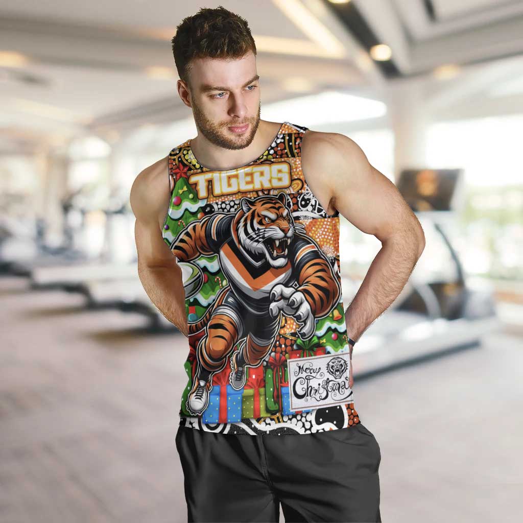 Custom Tigers Rugby Merry Christmas Men Tank Top Indigenous Australian Art - Vibe Hoodie Shop