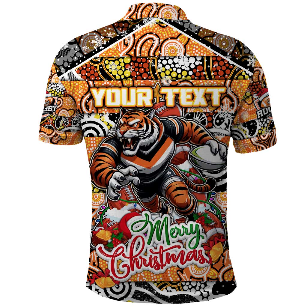 Custom Tigers Rugby Merry Christmas Polo Shirt Indigenous Australian Art - Vibe Hoodie Shop