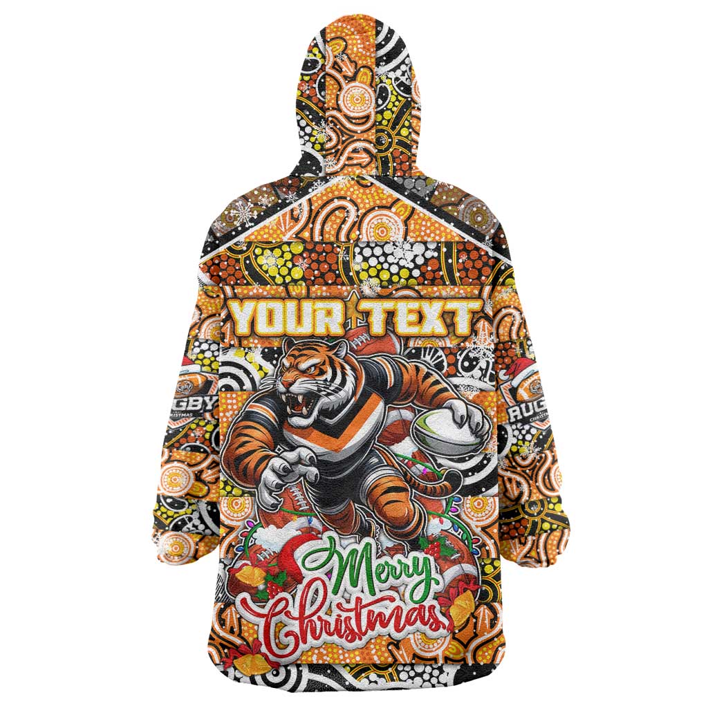 Custom Tigers Rugby Merry Christmas Wearable Blanket Hoodie Indigenous Australian Art - Vibe Hoodie Shop