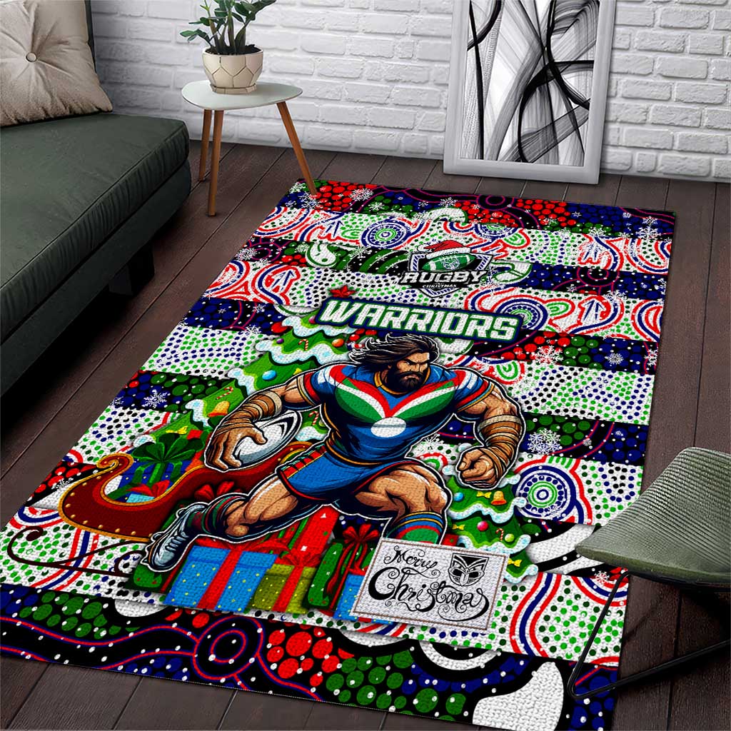 New Zealand Warriors Rugby Merry Christmas Area Rug Indigenous Australian Art - Vibe Hoodie Shop