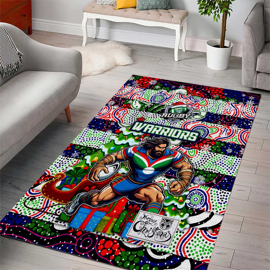 New Zealand Warriors Rugby Merry Christmas Area Rug Indigenous Australian Art - Vibe Hoodie Shop