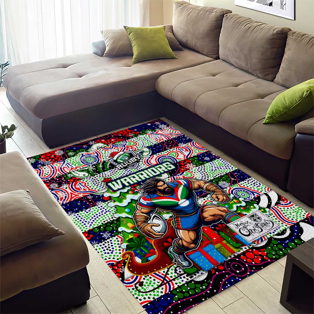 New Zealand Warriors Rugby Merry Christmas Area Rug Indigenous Australian Art - Vibe Hoodie Shop