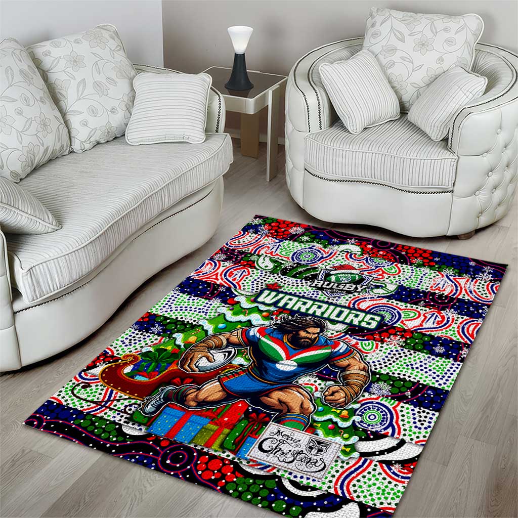 New Zealand Warriors Rugby Merry Christmas Area Rug Indigenous Australian Art - Vibe Hoodie Shop