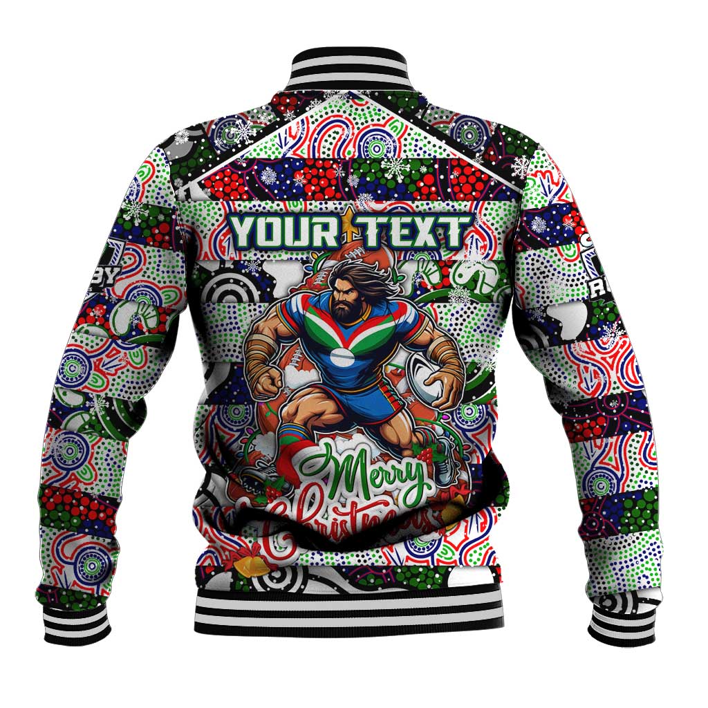 Custom New Zealand Warriors Rugby Merry Christmas Baseball Jacket Indigenous Australian Art - Vibe Hoodie Shop