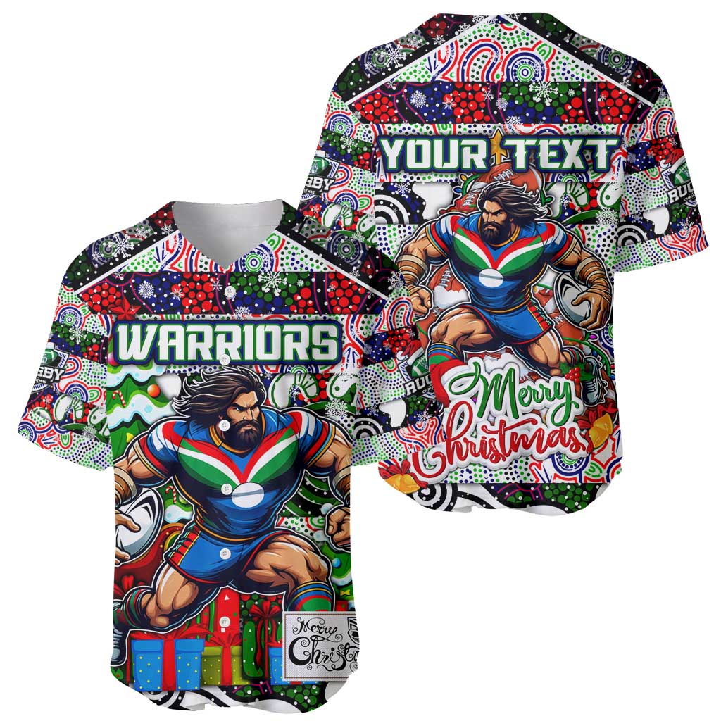 Custom New Zealand Warriors Rugby Merry Christmas Baseball Jersey Indigenous Australian Art - Vibe Hoodie Shop